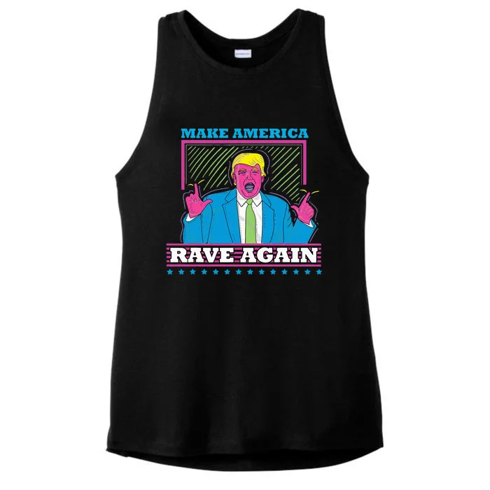 Make America Rave Again Funny Trump Edm Ladies Tri-Blend Wicking Tank