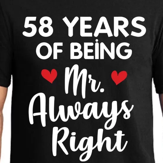 Mr Always Right 58th Wedding Anniversary Gift For Husband Gift Pajama Set