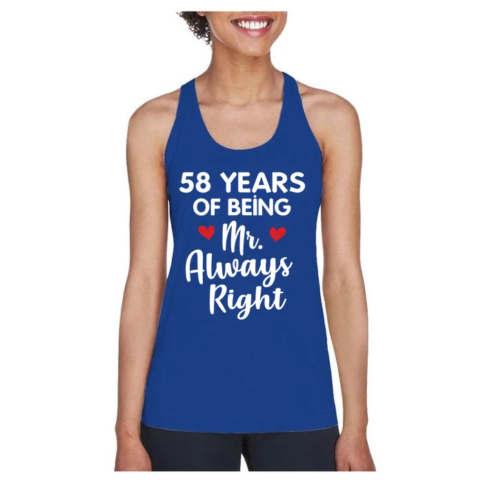 Mr Always Right 58th Wedding Anniversary Gift For Husband Gift Women's Racerback Tank