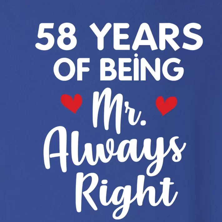 Mr Always Right 58th Wedding Anniversary Gift For Husband Gift Toddler Long Sleeve Shirt