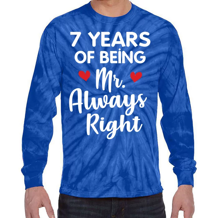 Mr Always Right 7th Wedding Anniversary Gift For Husband Cool Gift Tie-Dye Long Sleeve Shirt