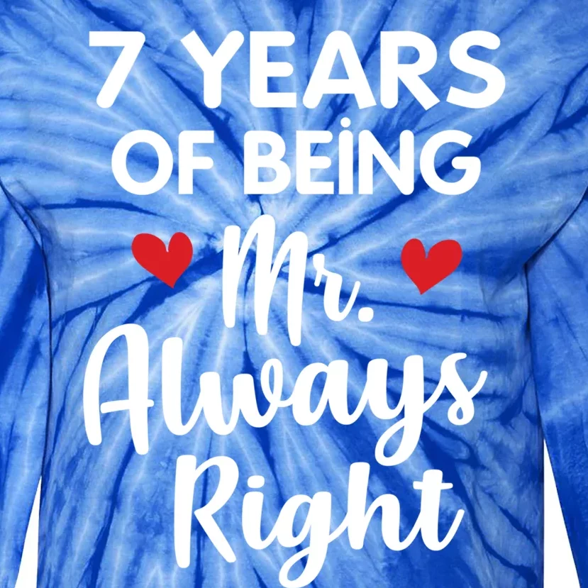 Mr Always Right 7th Wedding Anniversary Gift For Husband Cool Gift Tie-Dye Long Sleeve Shirt