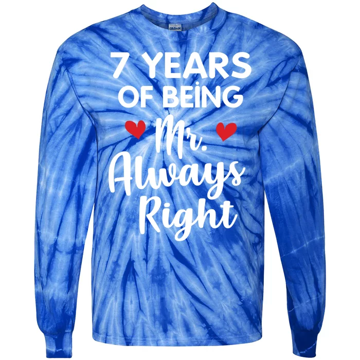 Mr Always Right 7th Wedding Anniversary Gift For Husband Cool Gift Tie-Dye Long Sleeve Shirt