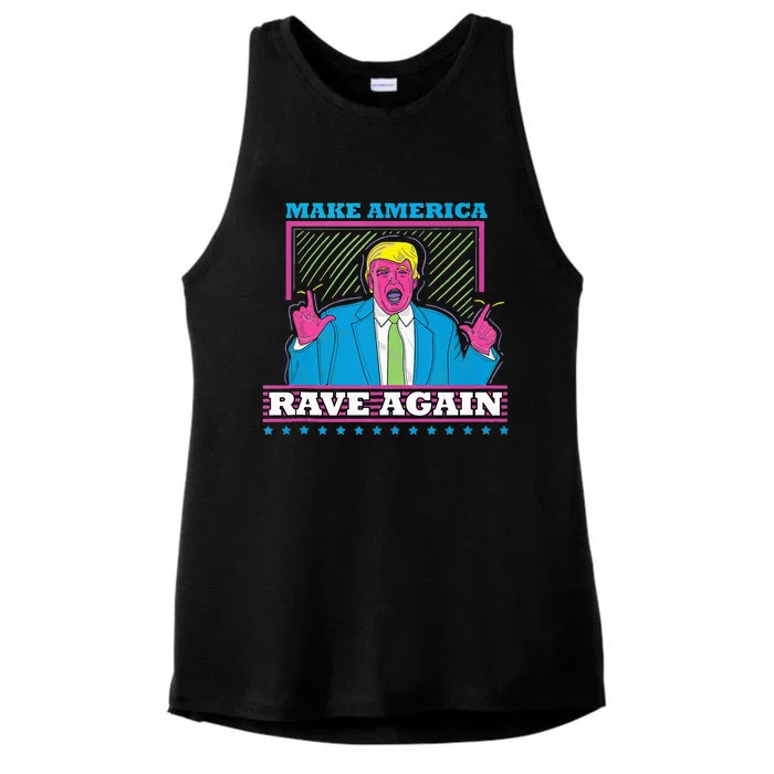 Make America Rave Again Funny Dj Edm Electro Ladies Tri-Blend Wicking Tank