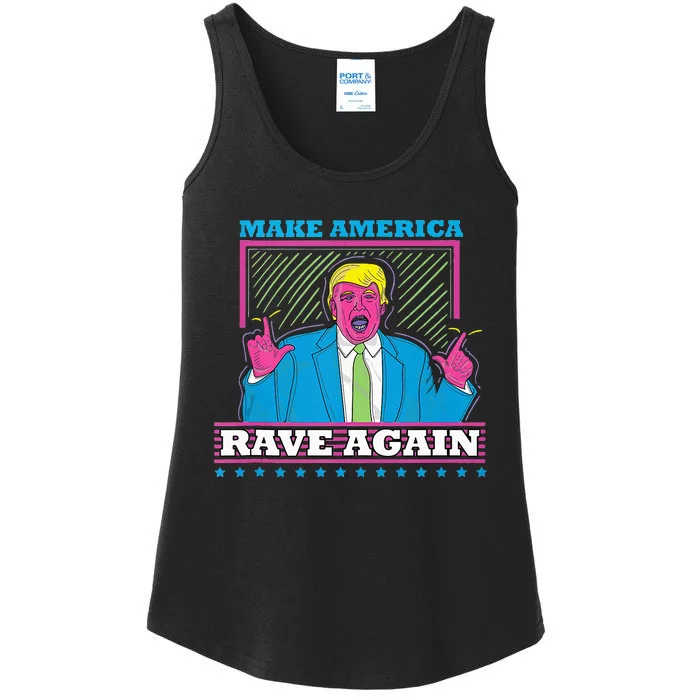 Make America Rave Again Funny Dj Edm Electro Ladies Essential Tank