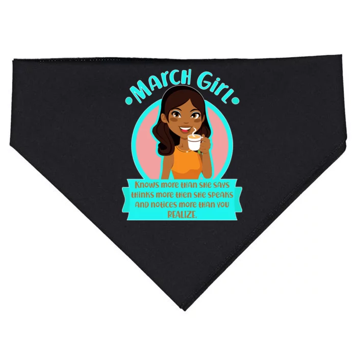 March Birthday Girl Knows More Than You Realize USA-Made Doggie Bandana