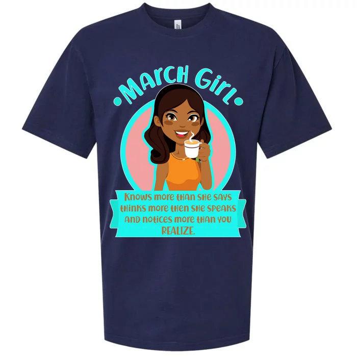 March Birthday Girl Knows More Than You Realize Sueded Cloud Jersey T-Shirt