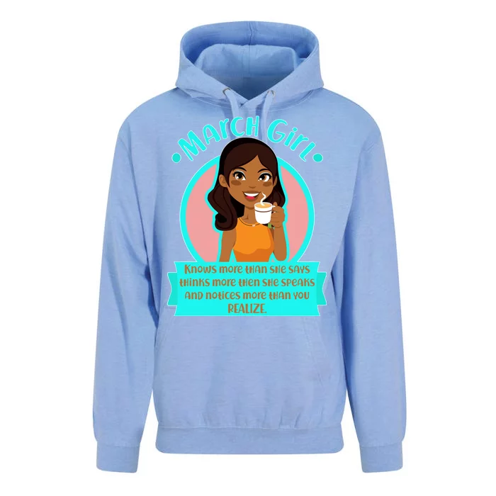 March Birthday Girl Knows More Than You Realize Unisex Surf Hoodie