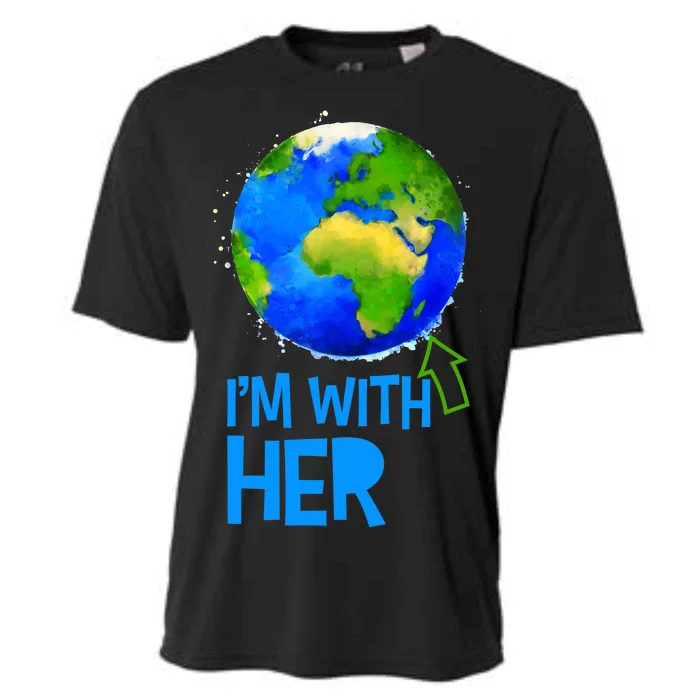 March For Science I'm With Her Earth Globe Scientists Cooling Performance Crew T-Shirt