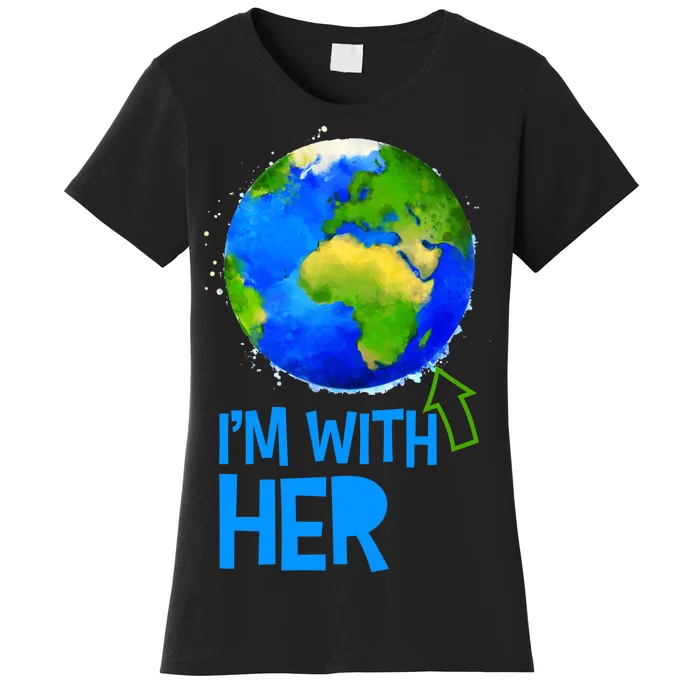 March For Science I'm With Her Earth Globe Scientists Women's T-Shirt