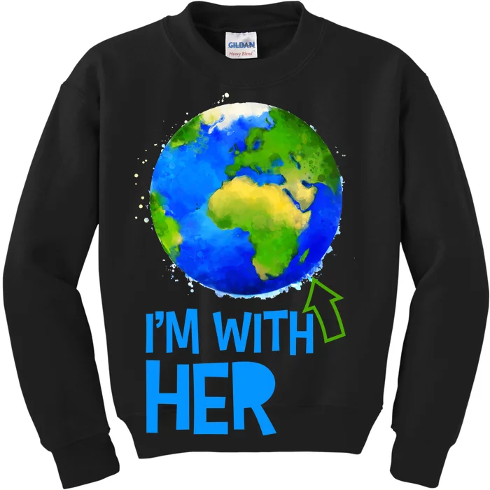 March For Science I'm With Her Earth Globe Scientists Kids Sweatshirt