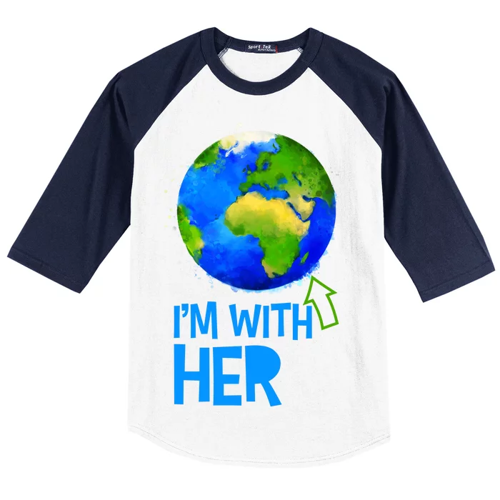 March For Science I'm With Her Earth Globe Scientists Baseball Sleeve Shirt