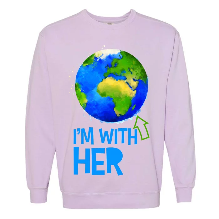 March For Science I'm With Her Earth Globe Scientists Garment-Dyed Sweatshirt