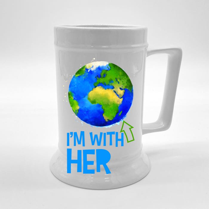 March For Science I'm With Her Earth Globe Scientists Front & Back Beer Stein