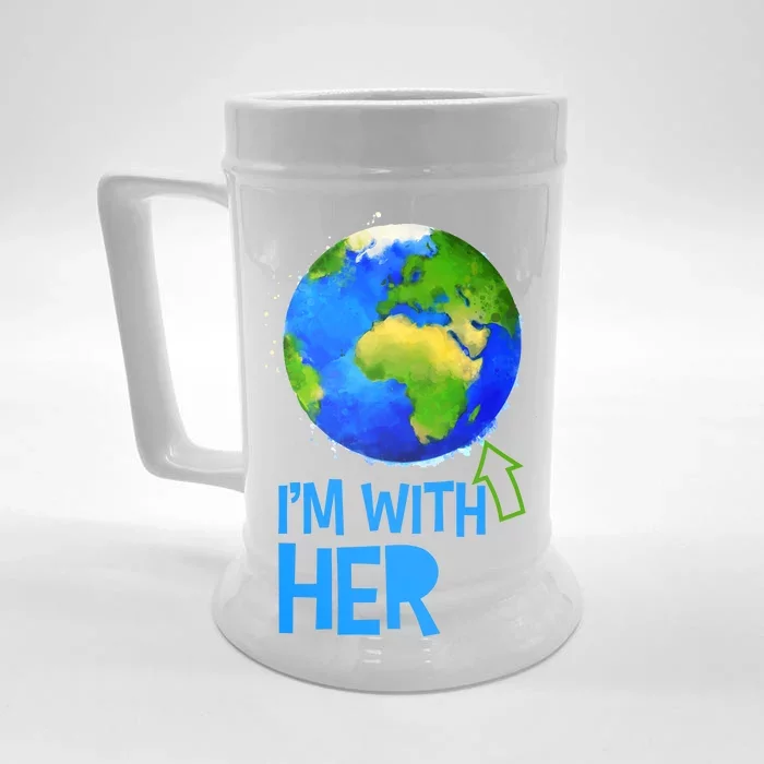 March For Science I'm With Her Earth Globe Scientists Front & Back Beer Stein