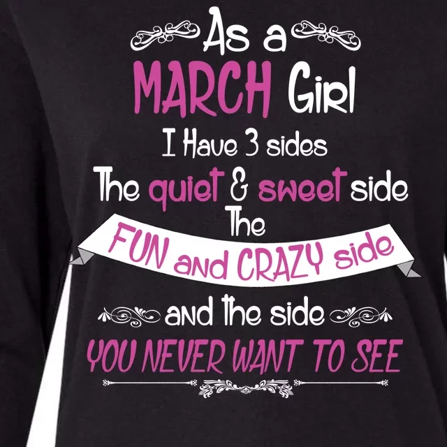 March Girl Sweet But Crazy Funny Birthday Womens Cotton Relaxed Long Sleeve T-Shirt