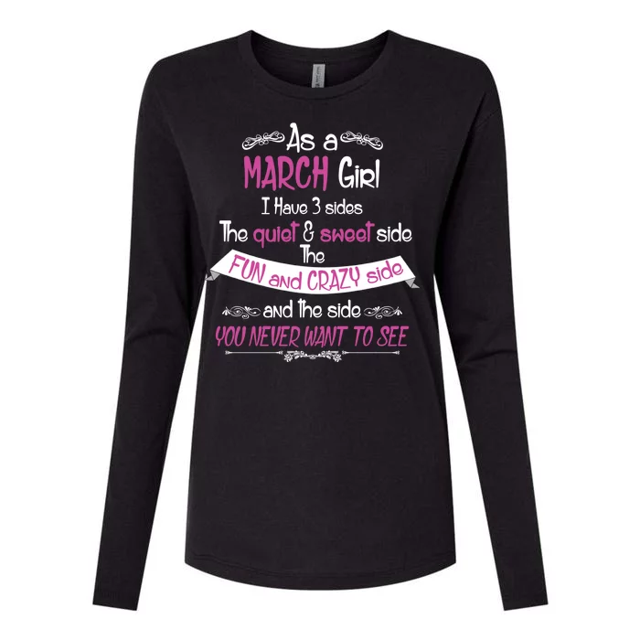 March Girl Sweet But Crazy Funny Birthday Womens Cotton Relaxed Long Sleeve T-Shirt