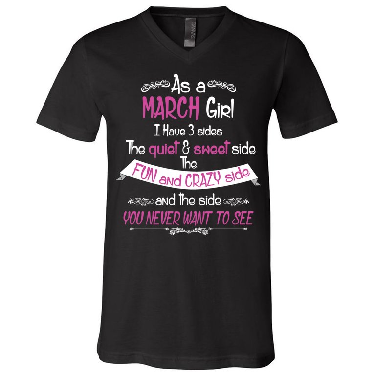 March Girl Sweet But Crazy Funny Birthday V-Neck T-Shirt | TeeShirtPalace