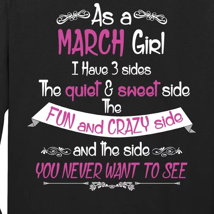 March Girl Sweet But Crazy Funny Birthday Tall Long Sleeve T-Shirt