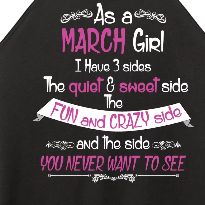 March Girl Sweet But Crazy Funny Birthday Women’s Perfect Tri Rocker Tank