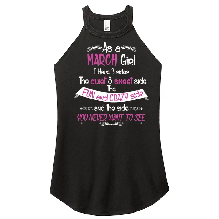 March Girl Sweet But Crazy Funny Birthday Women’s Perfect Tri Rocker Tank