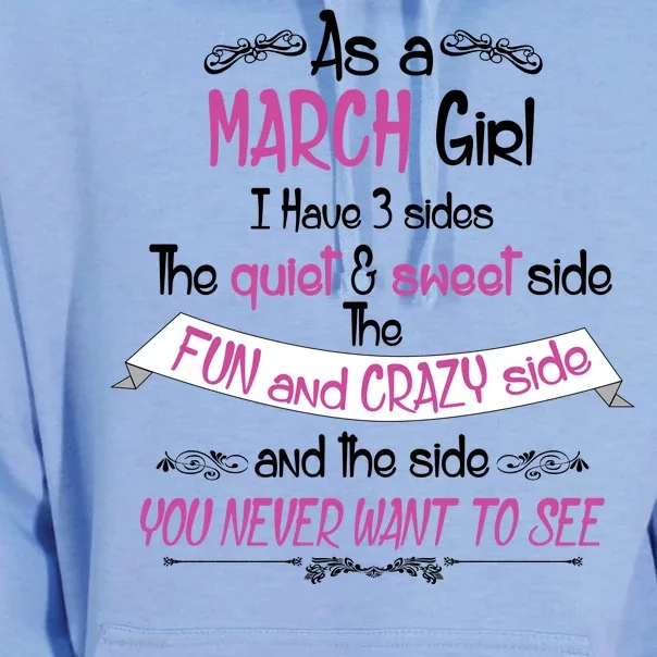 March Girl Sweet But Crazy Funny Birthday Unisex Surf Hoodie