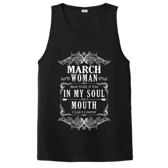 March Woman Funny Birthday Performance Tank