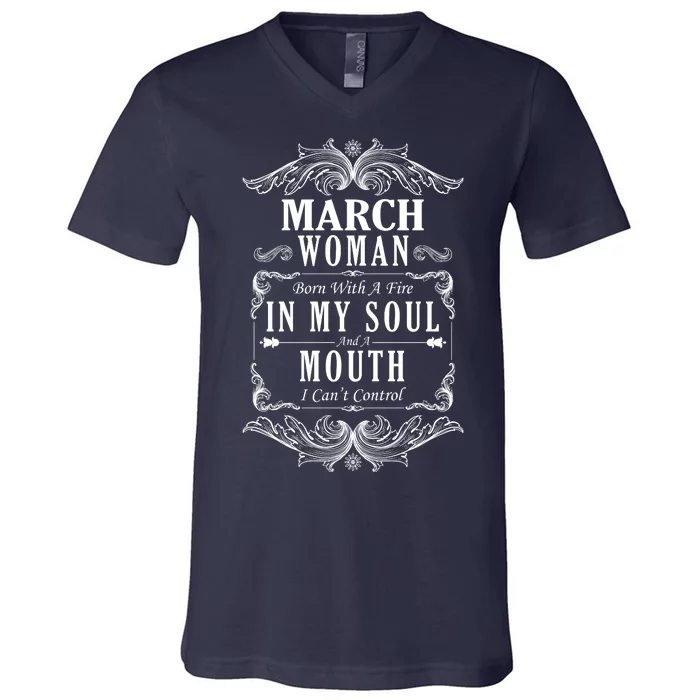 March Woman Funny Birthday V-Neck T-Shirt