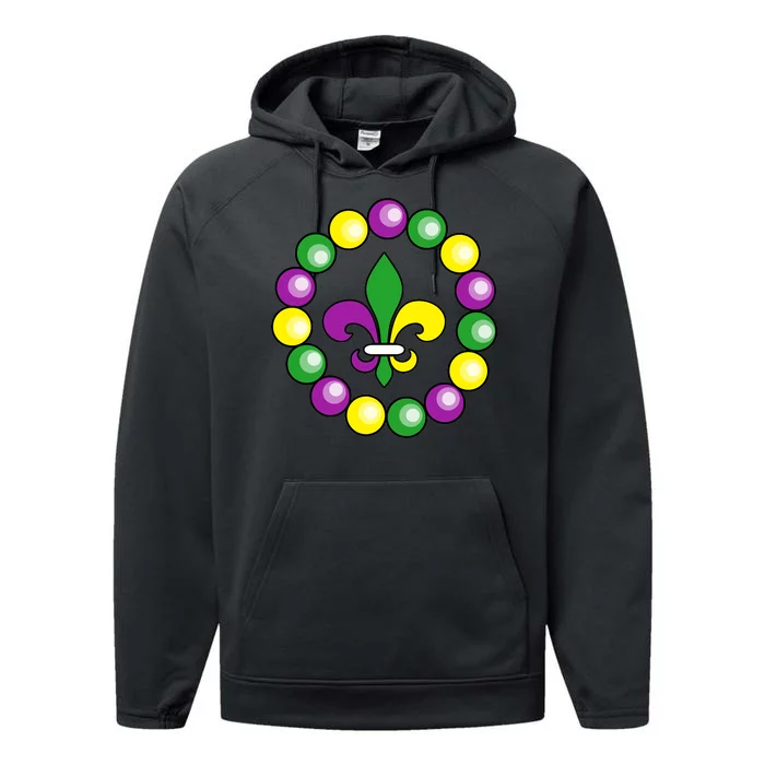 Mardi Gras Beads Performance Fleece Hoodie