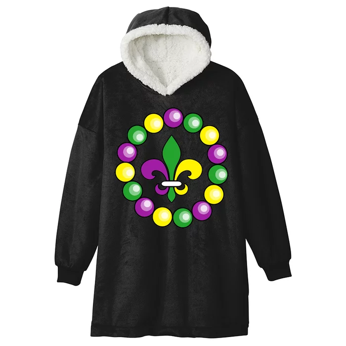 Mardi Gras Beads Hooded Wearable Blanket