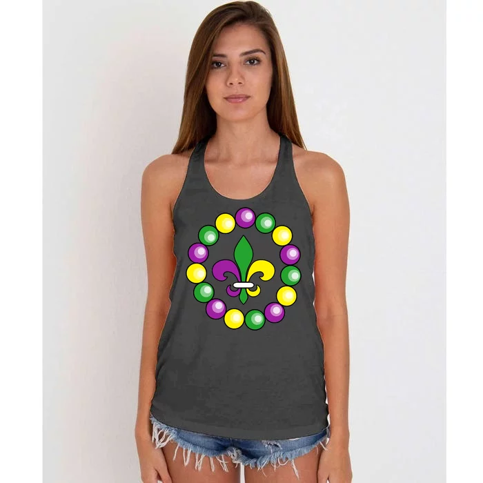 Mardi Gras Beads Women's Knotted Racerback Tank