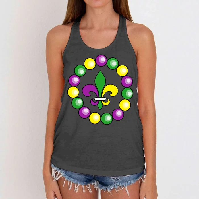 Mardi Gras Beads Women's Knotted Racerback Tank