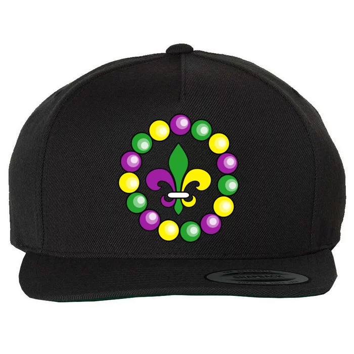 Mardi Gras Beads Wool Snapback Cap