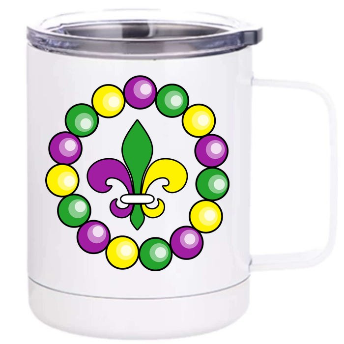 Mardi Gras Beads Front & Back 12oz Stainless Steel Tumbler Cup