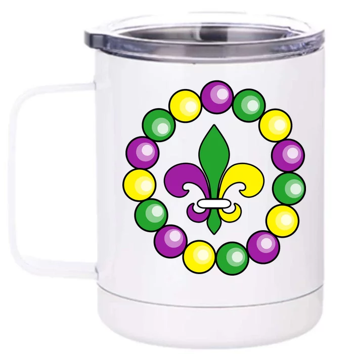 Mardi Gras Beads Front & Back 12oz Stainless Steel Tumbler Cup