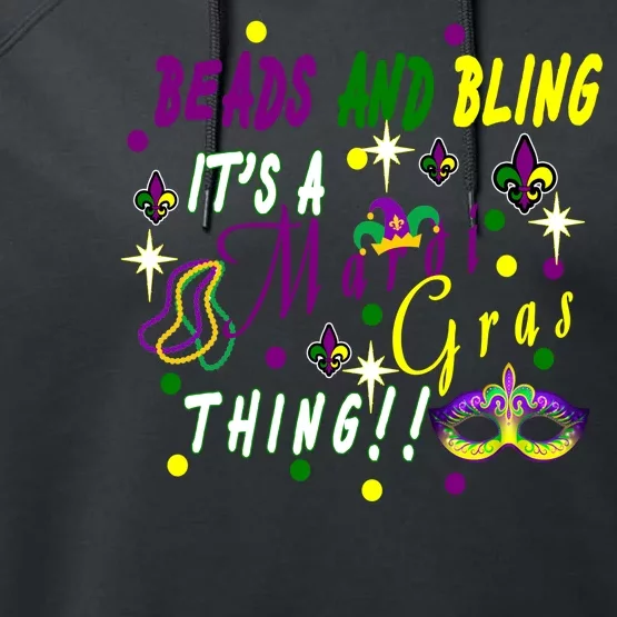 Mardi Gras Beads And Bling Celebration Performance Fleece Hoodie