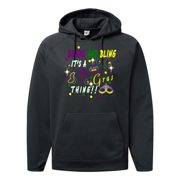 Mardi Gras Beads And Bling Celebration Performance Fleece Hoodie