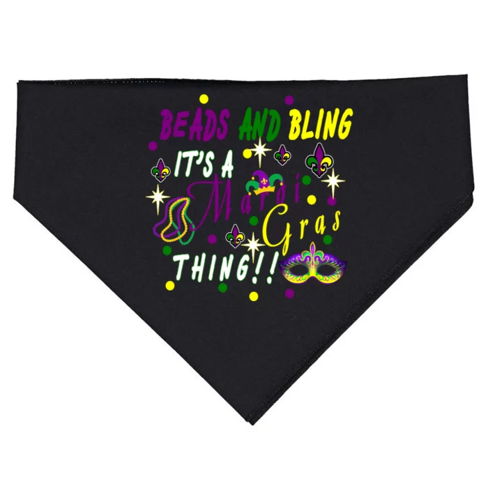 Mardi Gras Beads And Bling Celebration USA-Made Doggie Bandana