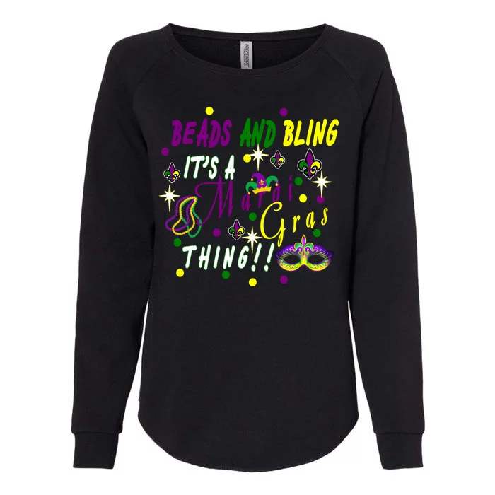 Mardi Gras Beads And Bling Celebration Womens California Wash Sweatshirt