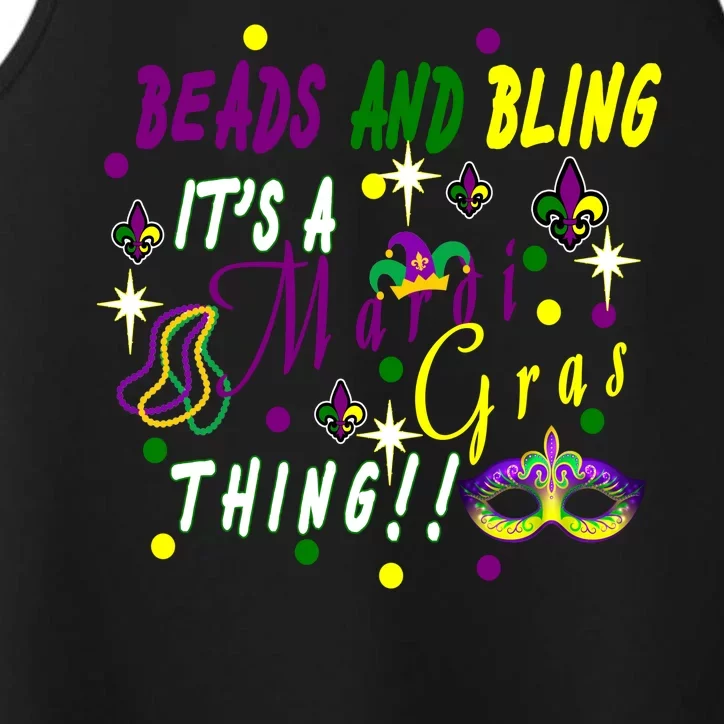 Mardi Gras Beads And Bling Celebration Performance Tank