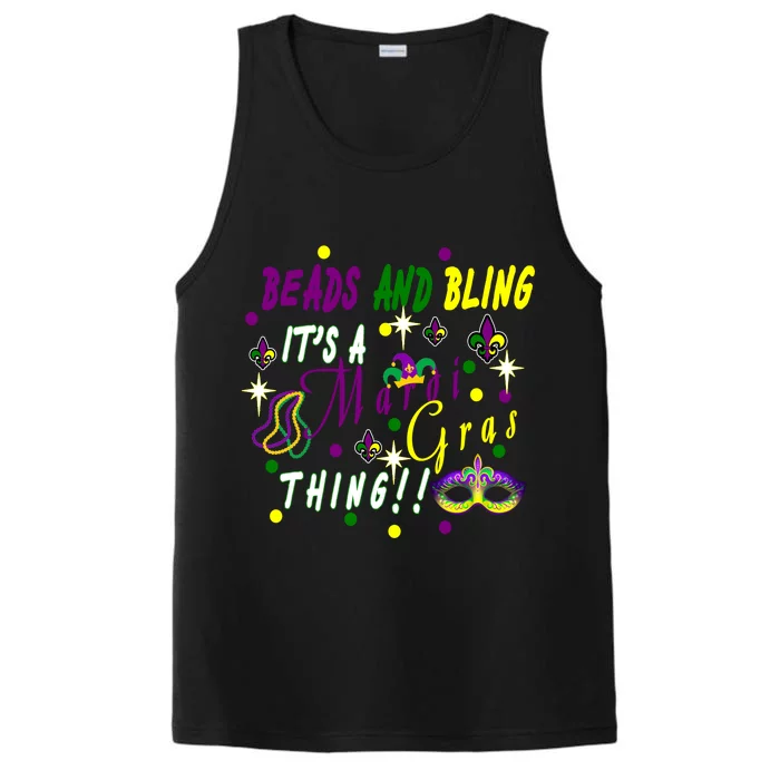 Mardi Gras Beads And Bling Celebration Performance Tank