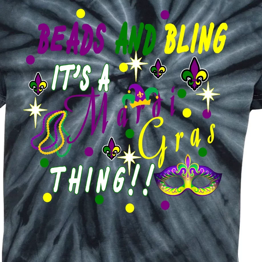 Mardi Gras Beads And Bling Celebration Kids Tie-Dye T-Shirt