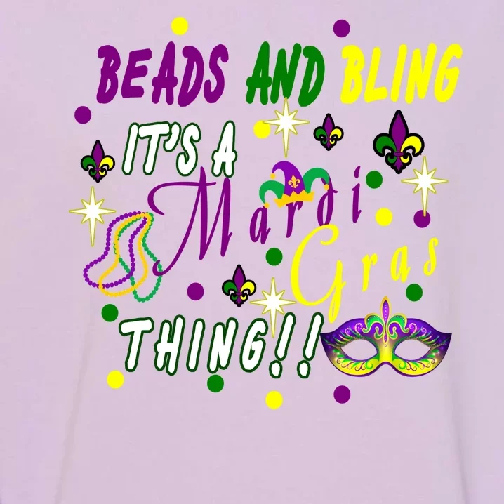 Mardi Gras Beads And Bling Celebration Garment-Dyed Sweatshirt