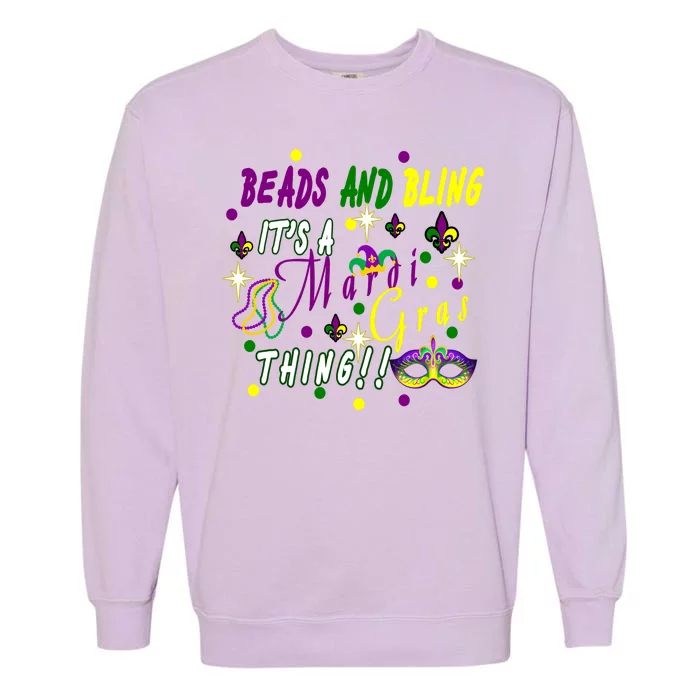 Mardi Gras Beads And Bling Celebration Garment-Dyed Sweatshirt