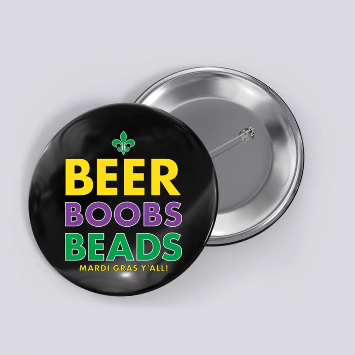 Mardi Gras Beer Boobs Beads Button