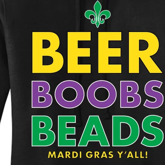 Mardi Gras Beer Boobs Beads Women's Pullover Hoodie