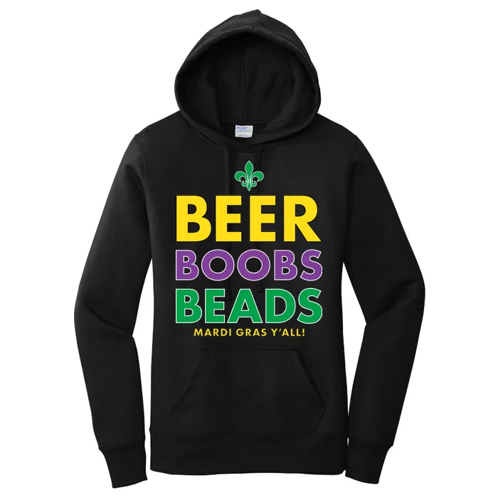 Mardi Gras Beer Boobs Beads Women's Pullover Hoodie