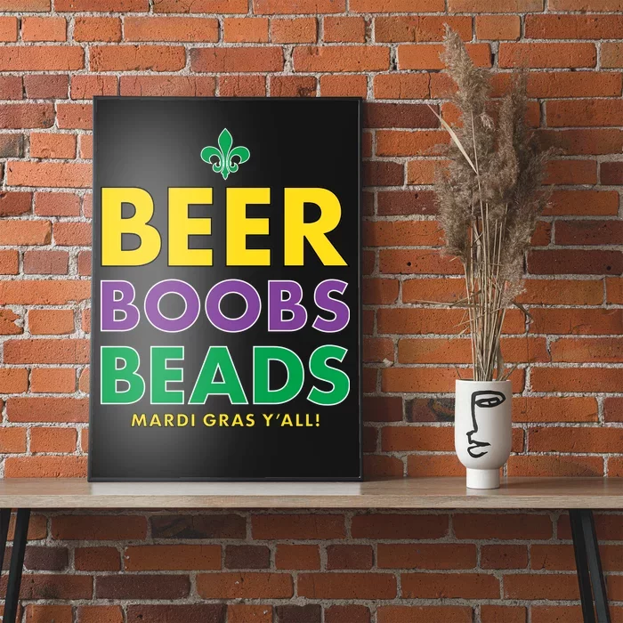 Mardi Gras Beer Boobs Beads Poster