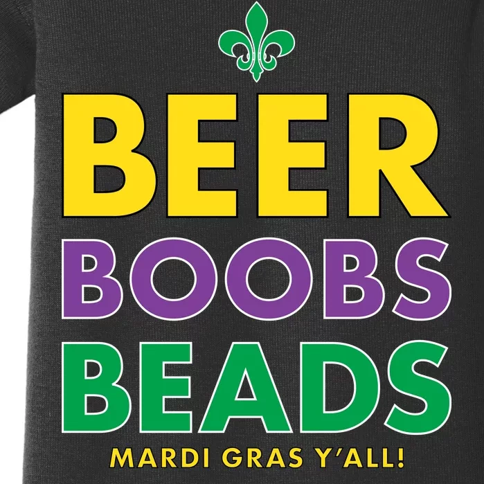 Mardi Gras Beer Boobs Beads Baby Bodysuit