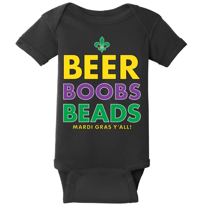 Mardi Gras Beer Boobs Beads Baby Bodysuit